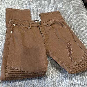 Gray Earth Men’s Brown Denim Jeans- distressed 34